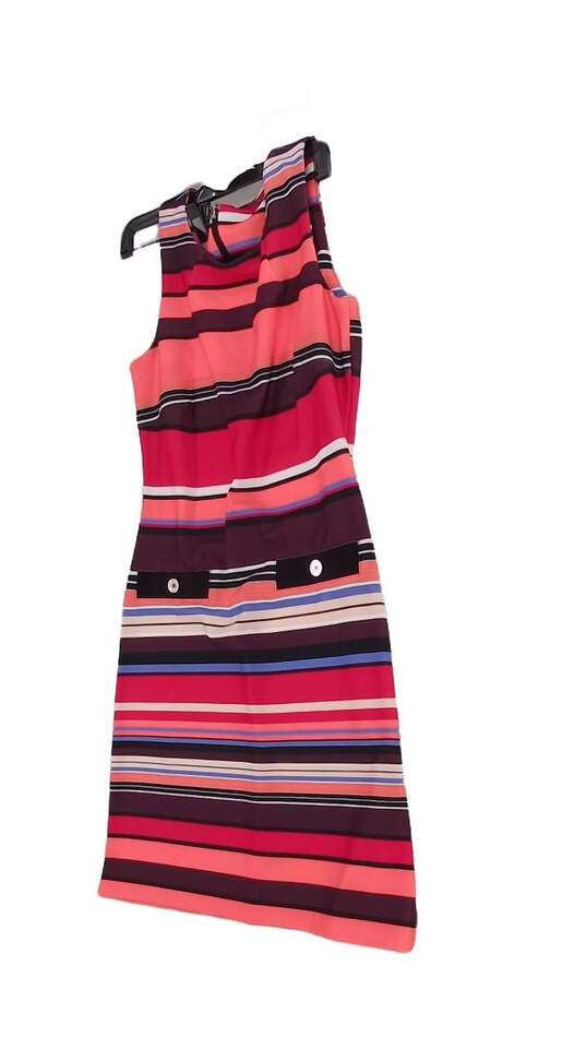 Womens Multicolor Striped Back Zip Sleeveless Shift Dress Size 8 image number 3