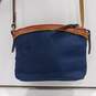 Dooney & Bourke Brown Leather & Navy Blue Canvas Cross-Body Purse Bag image number 2
