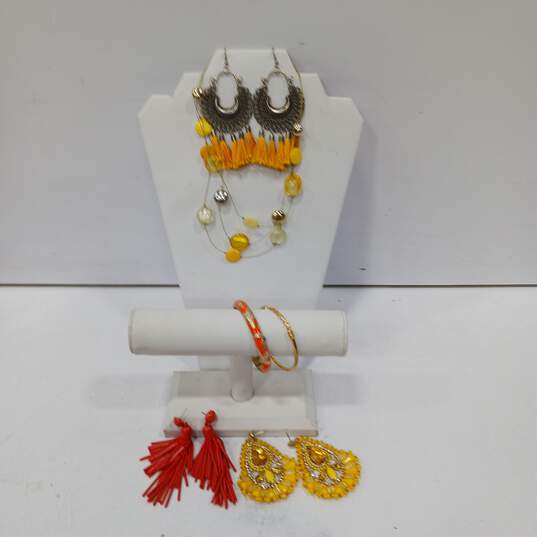 Assorted Orange & Yellow Costume Jewelry Bundle image number 1