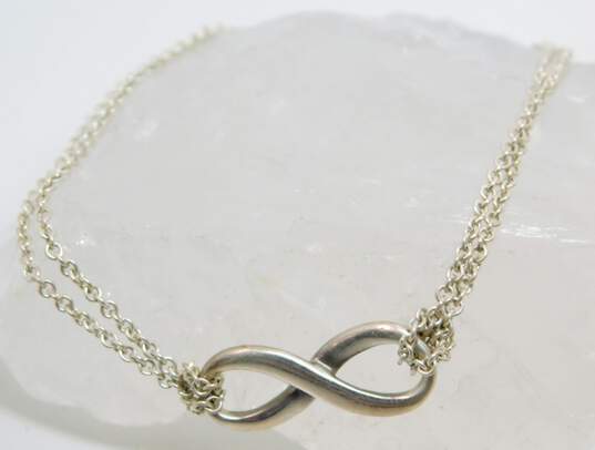Tiffany & Co 925 Infinity Symbol Charm Double Cable Chain Bracelet 3.3g image number 1