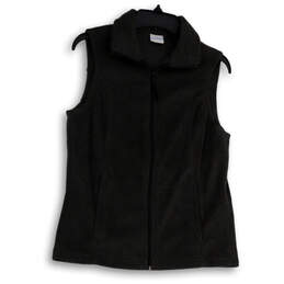 Womens Gray Sleeveless Collared Full-Zip Pockets Fleece Vest Size Small