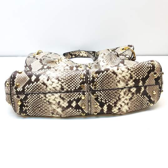 Michael Kors Astor Studded Leather Carryall Snake Print Beige image number 4