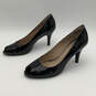 NIB Womens Peekaboo Black Leather Peep Toe Slip-On Pump Heels Size 9 M image number 4