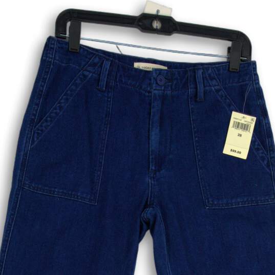NWT Womens Blue Denim Medium Wash Flap Pocket Straight Leg Jeans Size 28 image number 3