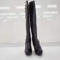Tory Burch Black Pebbled Leather Gold Buckle Knee High Boots Women's Size 5 image number 2