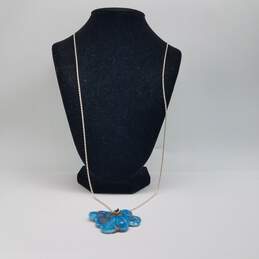 Sterling Silver Ceramic Hand Painted Leaf Pendant 29 1/2 Inch Necklace 13.0g alternative image