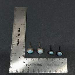 Set of Three Sterling Silver Earrings with Light Blue Stones alternative image