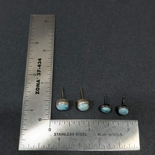Set of Three Sterling Silver Earrings with Light Blue Stones image number 2