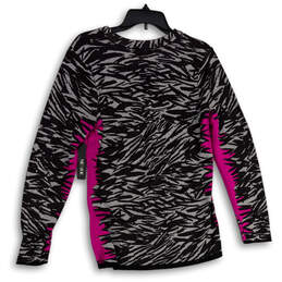 NWT Womens Gray Pink Animal Print V-Neck Long Sleeve Pullover Sweater Sz L alternative image