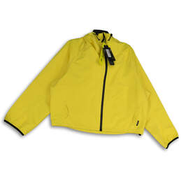 NWT Womens Yellow Long Sleeve Full-Zip Hooded Rain Jacket Size XL