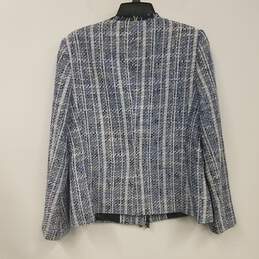 NWT Womens Blue Fringed Long Sleeve Single Breasted Blazer Jacket Size 12 alternative image