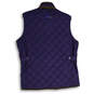 Mens Blue Brown Mock Neck Slash Pocket Quilted Vest Size Medium image number 3