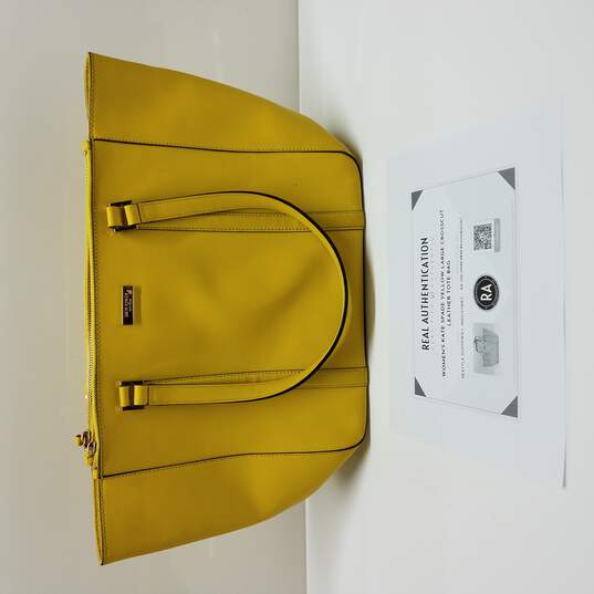 Buy the Kate Spade Yellow Large Crosscut Leather Tote Bag w/ COA |  GoodwillFinds