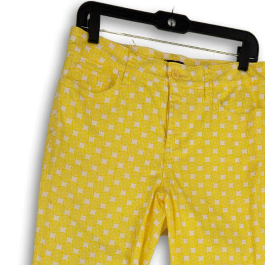 Womens Yellow Lemon Slice Print Flat Front Straight Leg Ankle Pants Size 8 image number 3