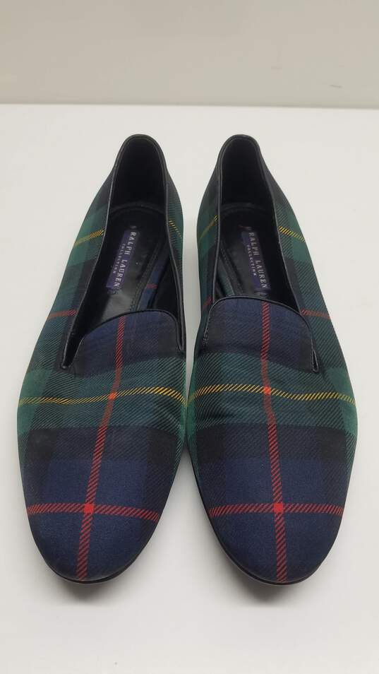 Ralph Lauren Purple Label Womens Tartan Slippers Shoes Sz 9B Made In Italy image number 3