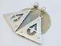 Taxco Mexico 925 Modernist Circles Stamped & Teardrop Cut Out Triangle Drop Dome Post Earrings 20.7g image number 2