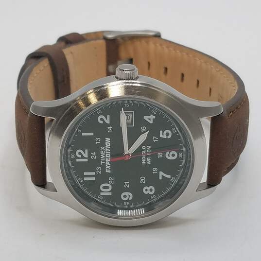 Vintage Retro Timex Expedition 37mm Case Indigld WR 50mm Green Dial Men's Sport Quartz Watch image number 6