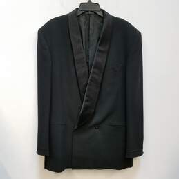 Mens Black Long Sleeve Double Breasted Pockets Blazer Jacket Size 42L