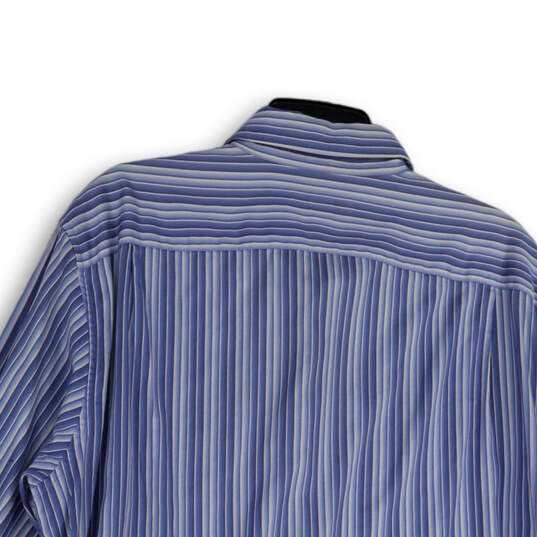 Mens White Blue Striped Long Sleeve Classic Fit Button-Up Shirt Size XXL image number 4