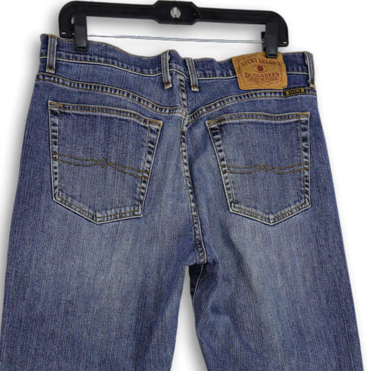 Womens Blue Denim Medium Wash 5-Pocket Design Straight Leg Jeans Size 34 image number 4
