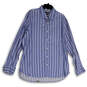 Mens White Blue Striped Long Sleeve Classic Fit Button-Up Shirt Size XXL image number 1