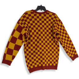 Womens Red Yellow Gryffindor Check Button Front Cardigan Sweater Size L alternative image