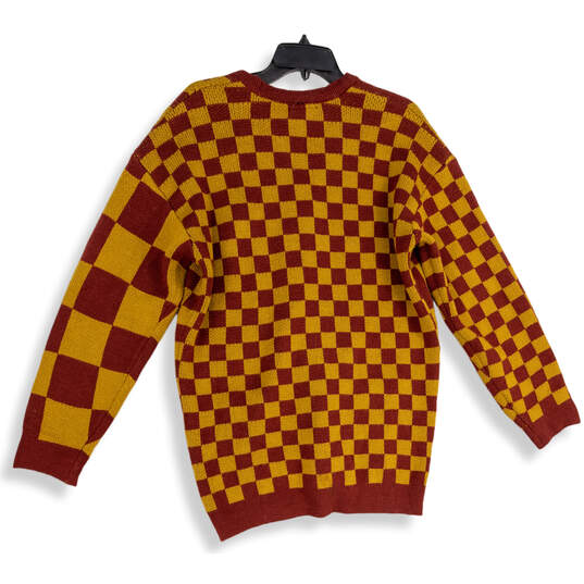 Womens Red Yellow Gryffindor Check Button Front Cardigan Sweater Size L image number 2