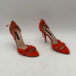 Sergio Rossi Womens Orange Open Toe Buckle High Stiletto Strappy Heels Size 37