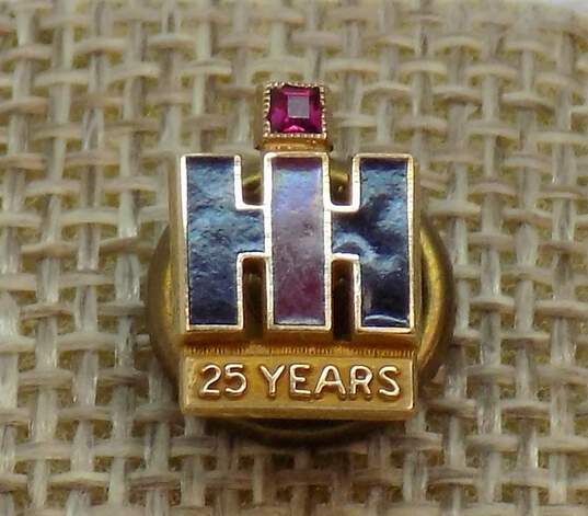 10K Gold Ruby & Enamel Accented IH International Harvester 25 Years Service Pin 1.2g image number 1
