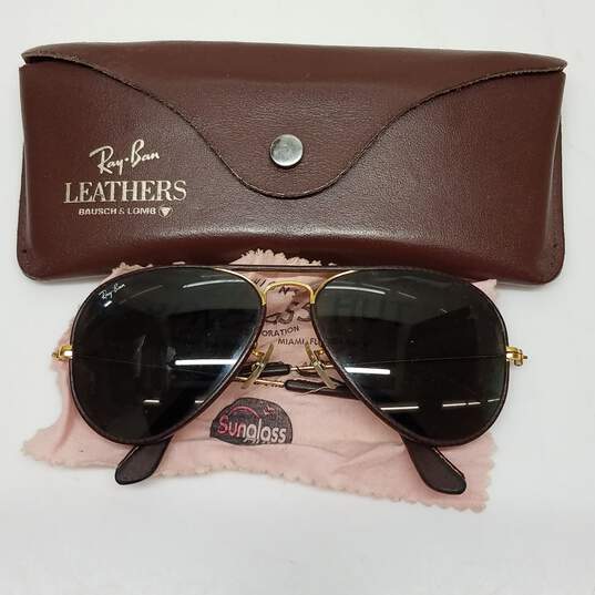 Vintage Bausch & Lomb Ray-Ban Leathers L1645 G-15 Aviators image number 1