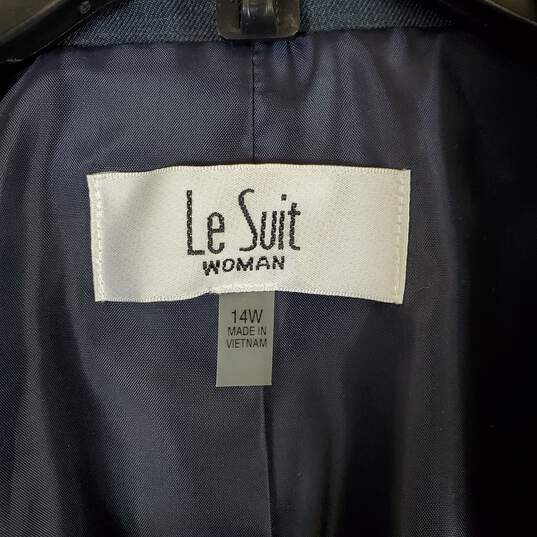 Le Suit Women Navy Blue Pants Suit 2Pc Set Sz 14W NWT image number 3