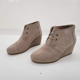 Toms Taupe Wedge Ankle Boots Women's Size 6.5