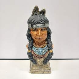 Native American Painted Ceramic Bust