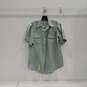 Mens Green Short Sleeve Collared Front Pocket Button Up Military Shirt Sz 151/2 image number 1