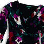 Womens Black Floral Cowl Neck 3/4 Sleeve Knee Length Sheath Dress Size 2 image number 1