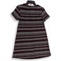 Womens Multicolor Chevron Round Neck Short Sleeve Shift Dress Size M image number 2