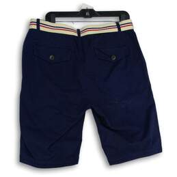 NWT Mens Navy Blue Flat Front Slash Pocket Belted Chino Shorts Size 36 alternative image