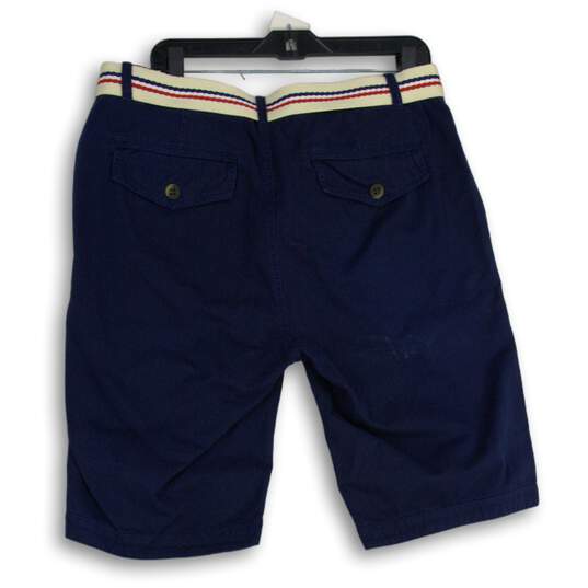 NWT Mens Navy Blue Flat Front Slash Pocket Belted Chino Shorts Size 36 image number 2