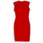 Womens Red Sleeveless Round Neck Back Zip Contemporary Sheath Dress Size 2 image number 2