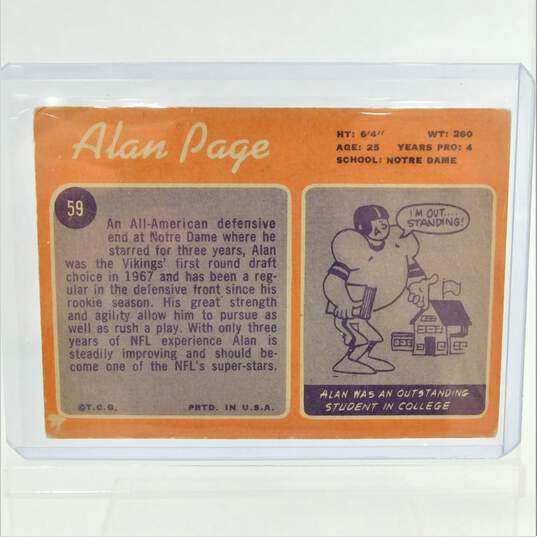 1970 HOF Alan Page Topps Rookie #59 Minnesota Vikings image number 3