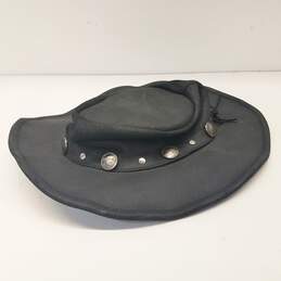 Minnetonka Black Leather Outback Buffalo Nickel Western Hat Size Large Unisex