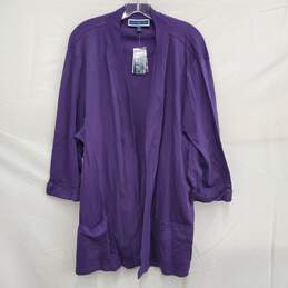 Karen Scott WM's Plus Size Cotton Cozy Purple Cardigan Cassis Size 3X
