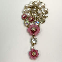 Designer Betsey Johnson Gold-Tone Pink Floral Beaded Y-Shaped Necklace alternative image