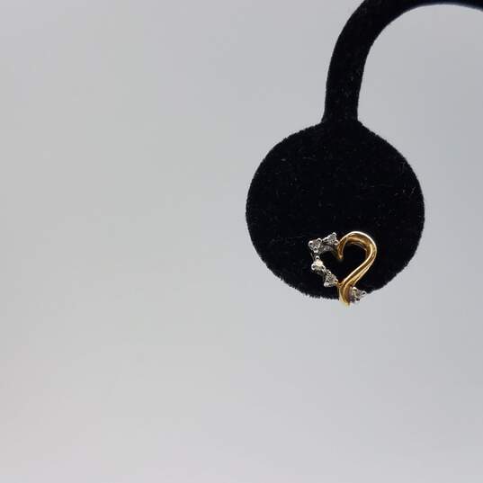 14k Gold Heart Diamond Post Stud Earring 1.5g image number 8
