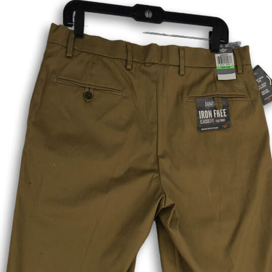 NWT Mens Khaki Flat Front Classic Fit Straight Leg Ankle Pants Size 34x34 image number 3