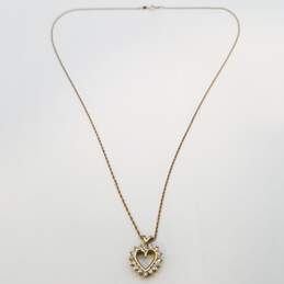 14K Gold Diamond Heart Pendant Necklace 4.4g
