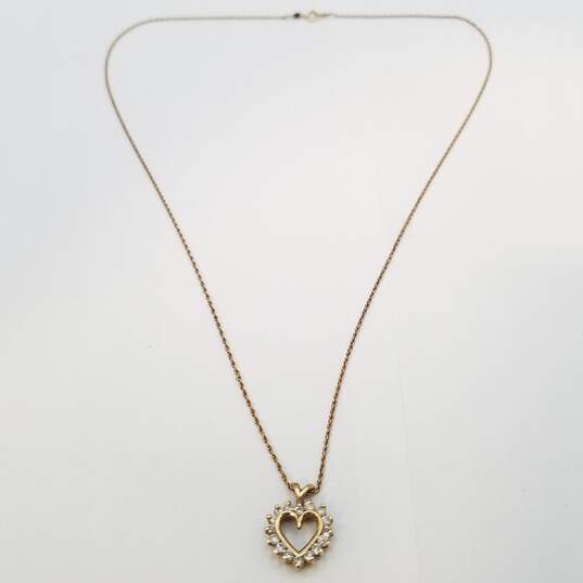 14K Gold Diamond Heart Pendant Necklace 4.4g image number 1