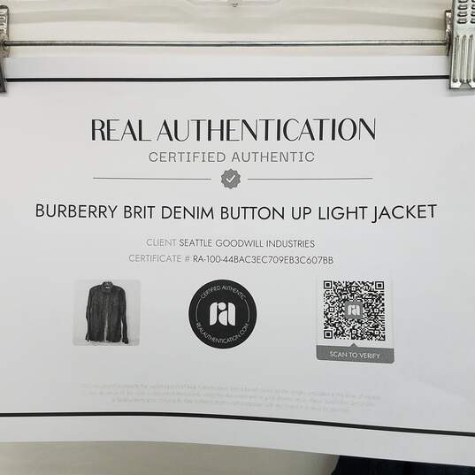 AUTHENTICATED Burberry Brit Denim Button Up Light Jacket Size S image number 6