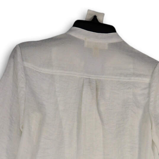 NWT Womens White Pleated Long Sleeve Button Front Tunic Top Size XXS image number 4