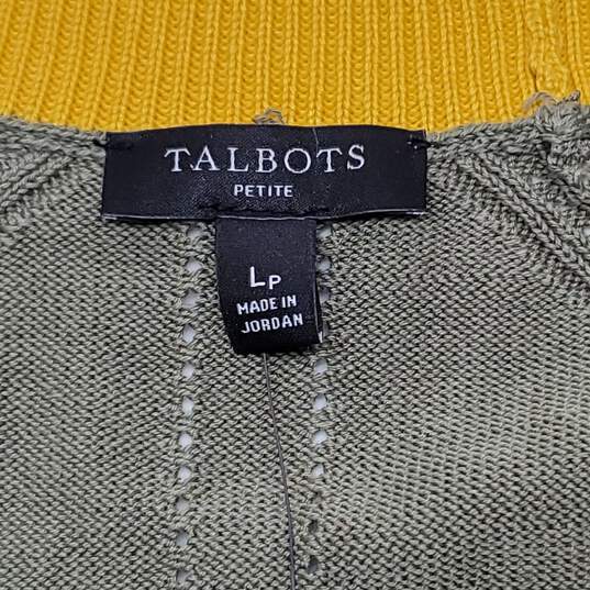 Talbots Olive Green Knit Sweater Women's Size Large Petite image number 3